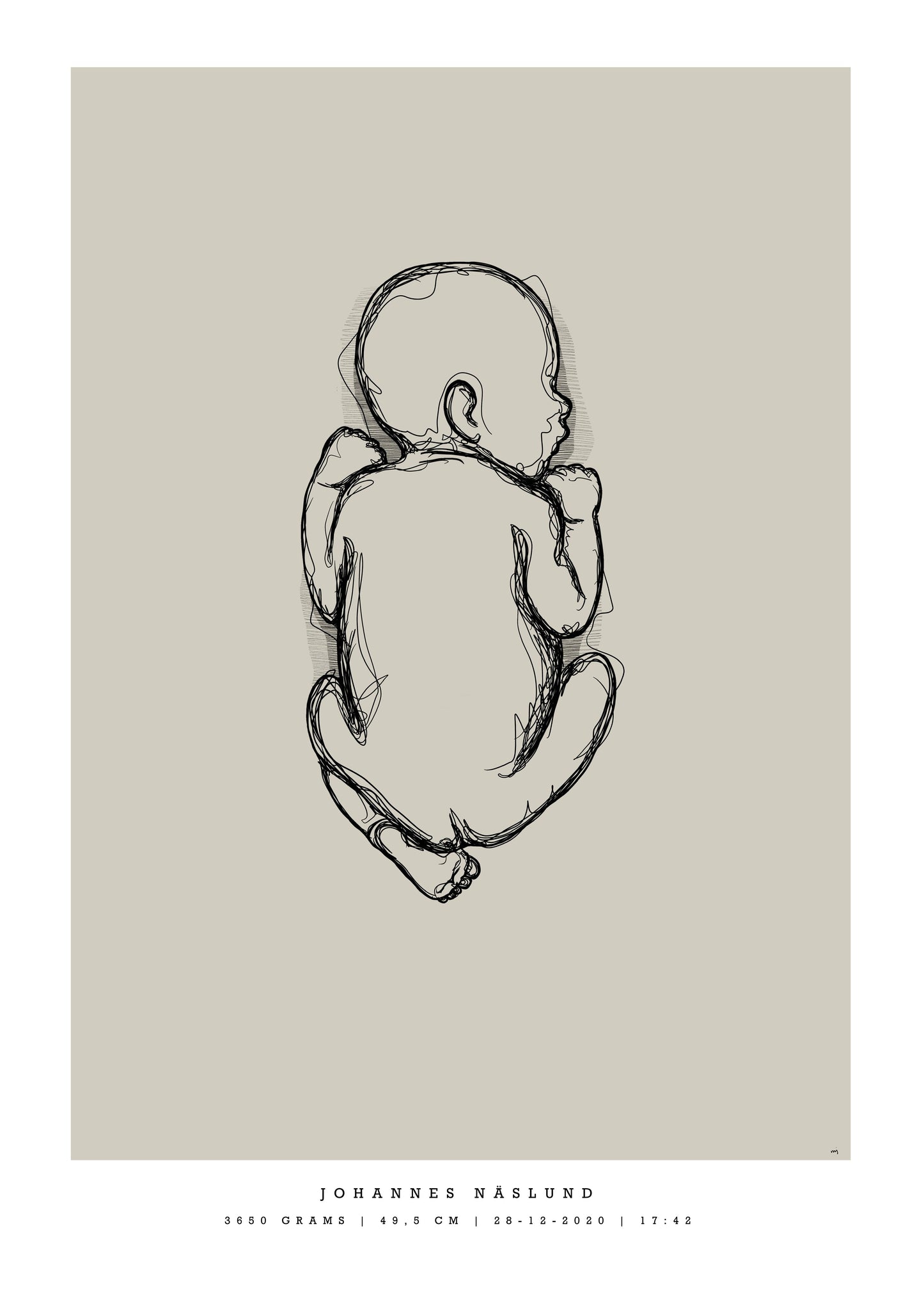 Generisk födelsetavla liten 30x40 cm