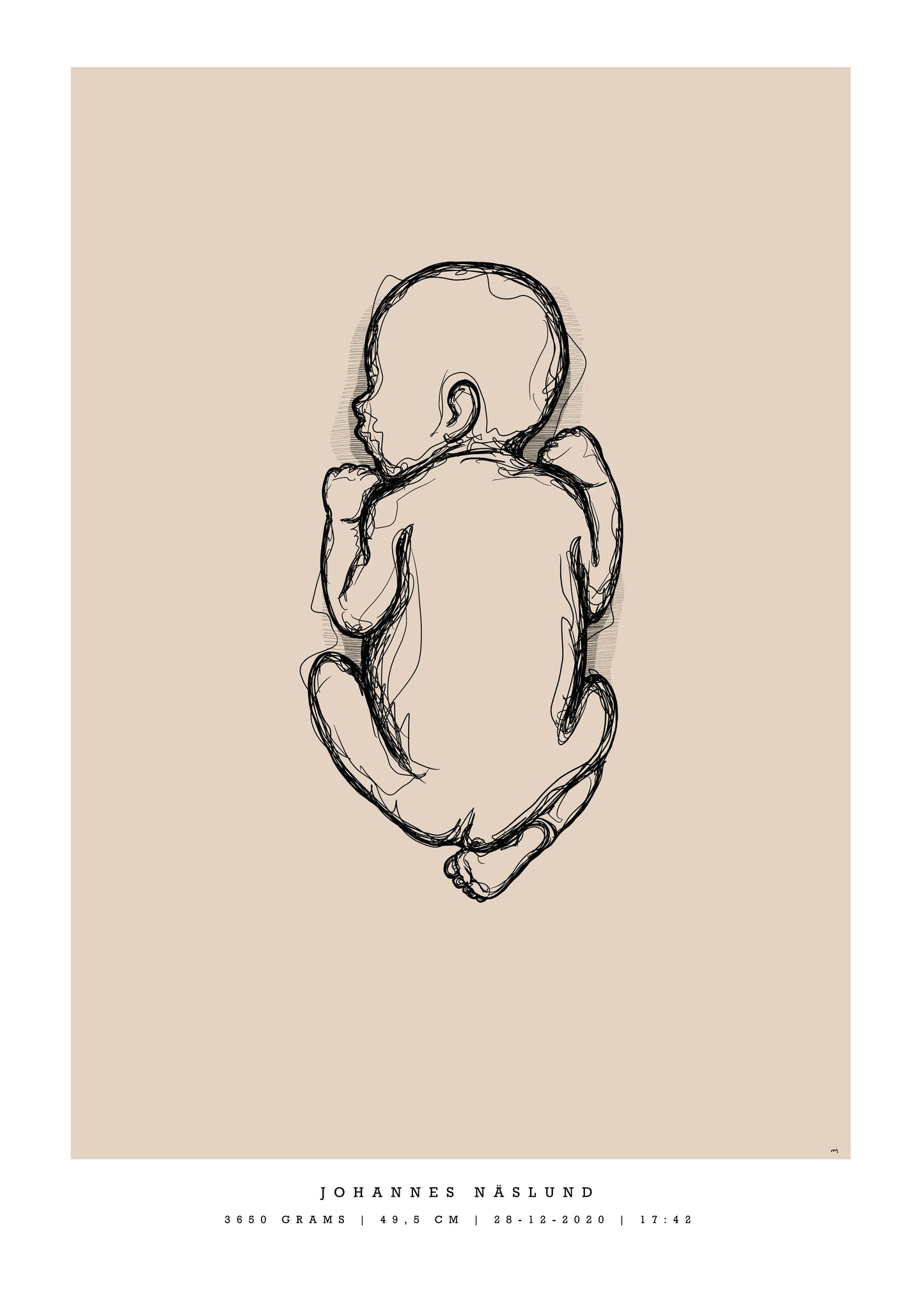 Generisk födelsetavla liten 30x40 cm