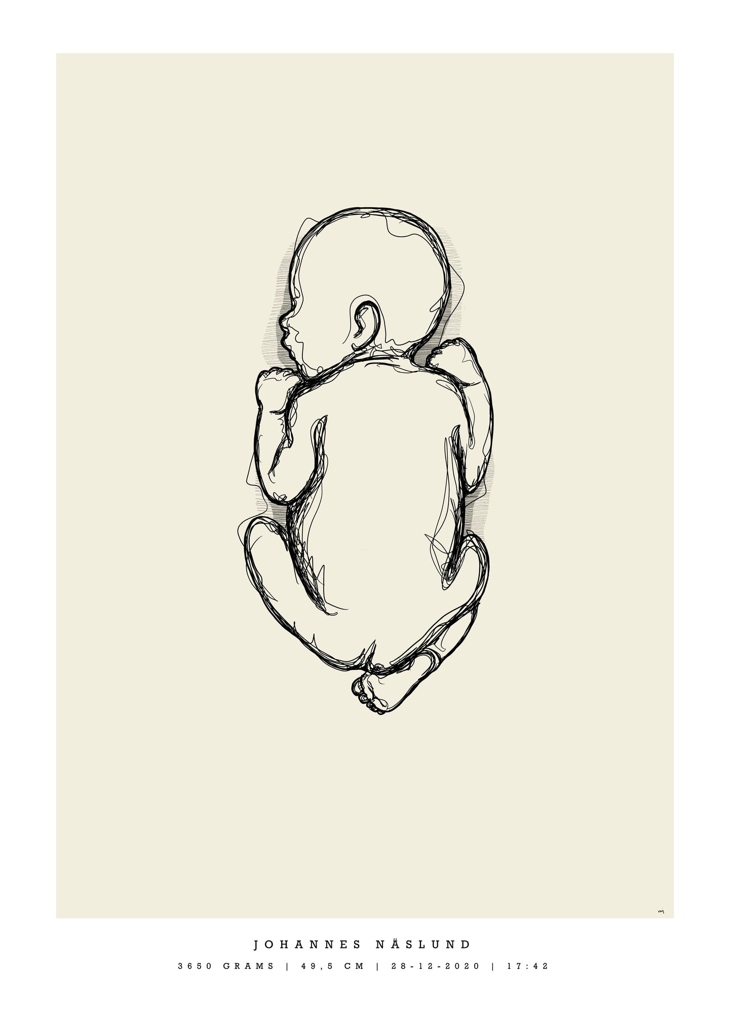 Generisk födelsetavla liten 30x40 cm