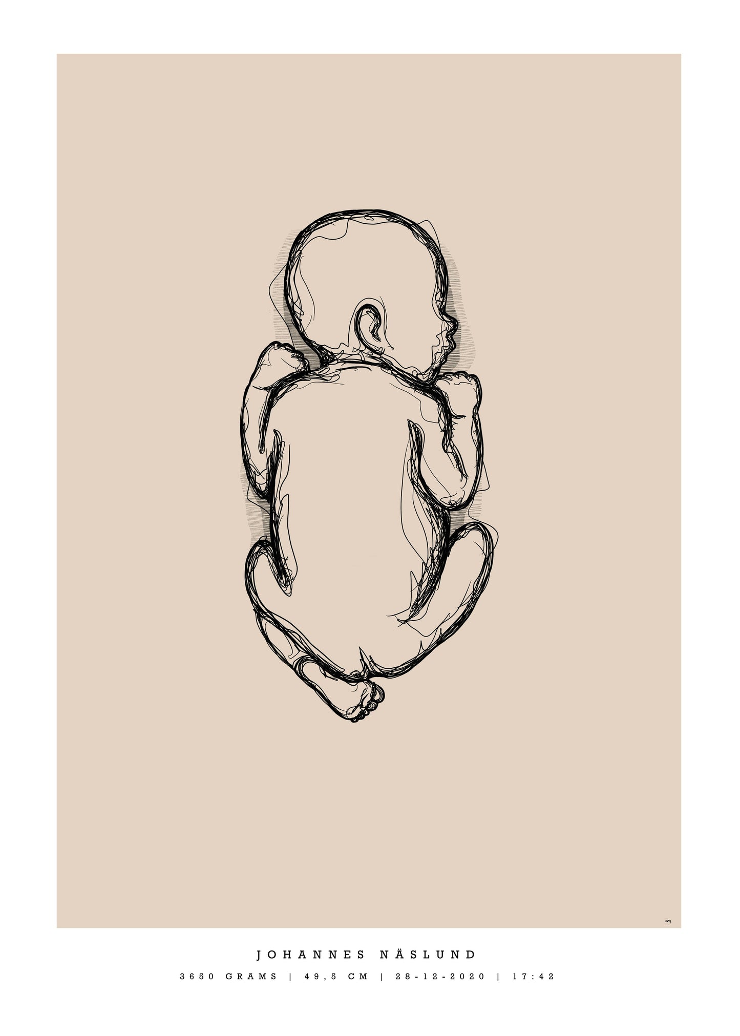 Generisk födelsetavla liten 30x40 cm