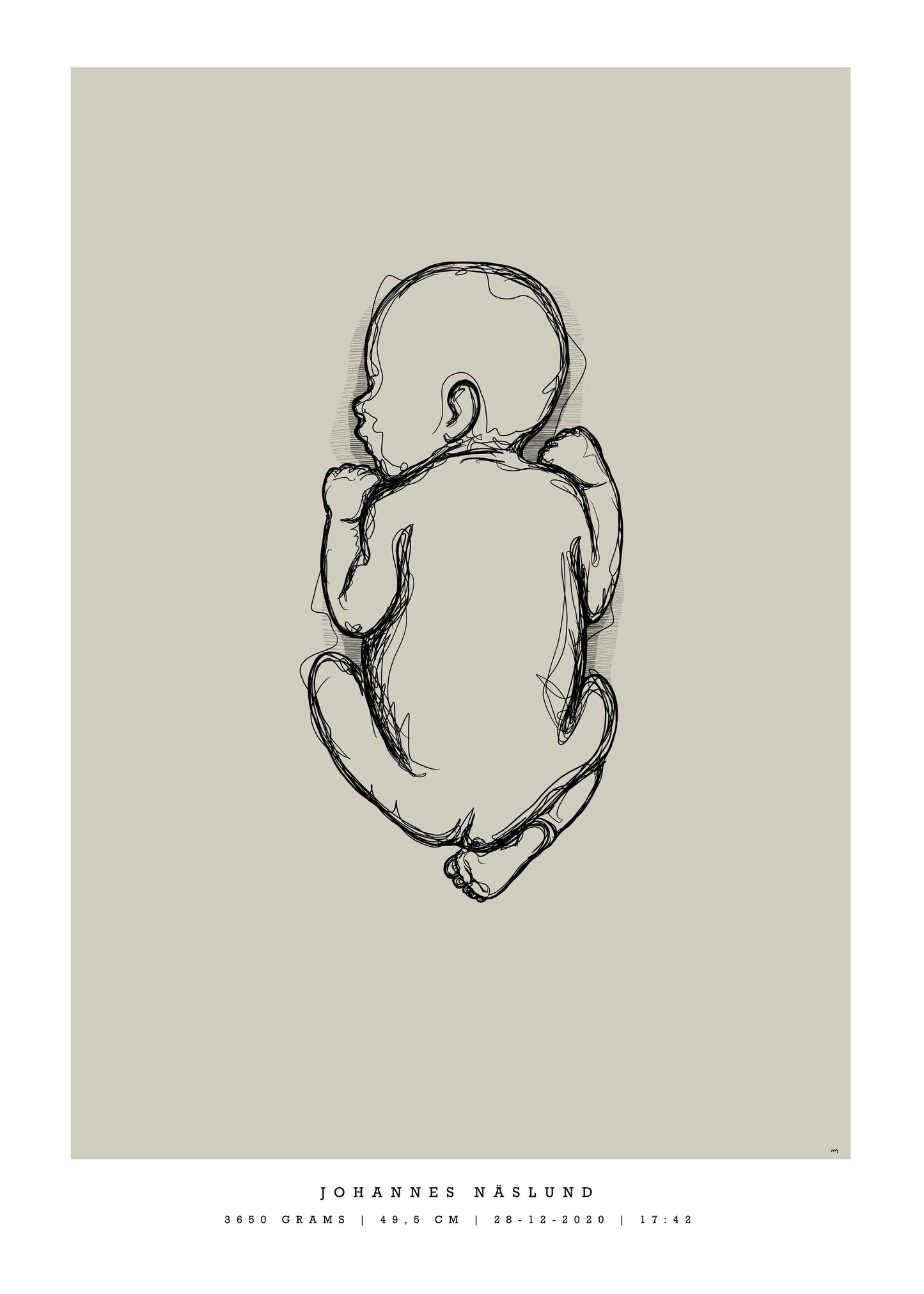 Generisk födelsetavla liten 30x40 cm