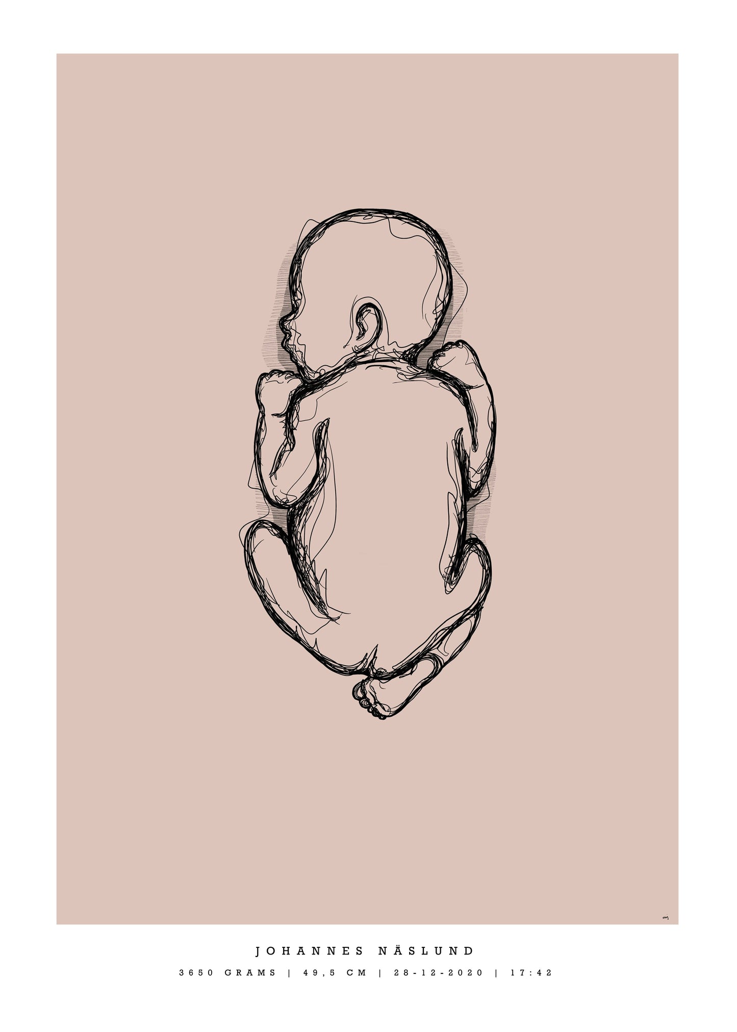 Generisk födelsetavla liten 30x40 cm