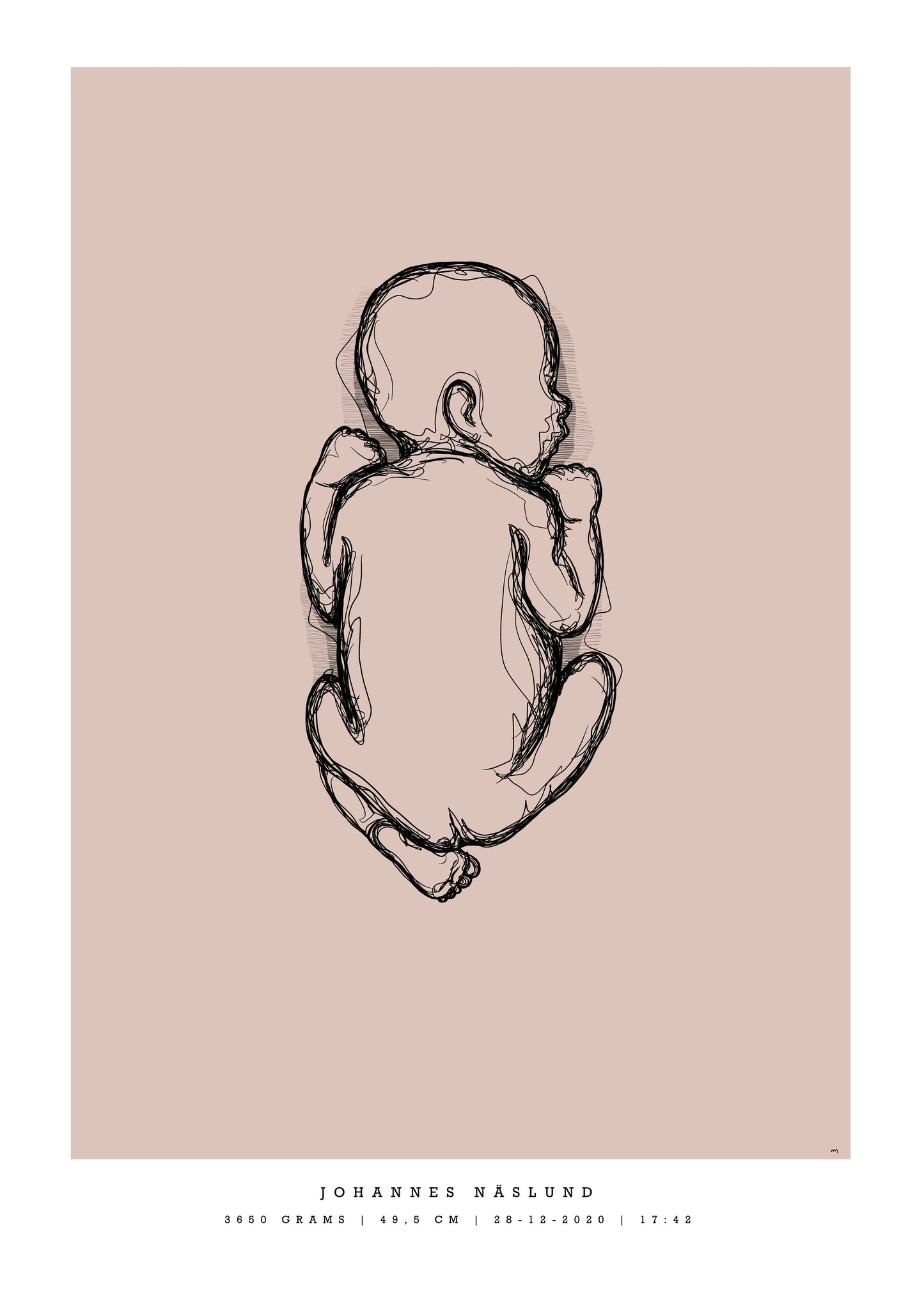 Generisk födelsetavla liten 30x40 cm