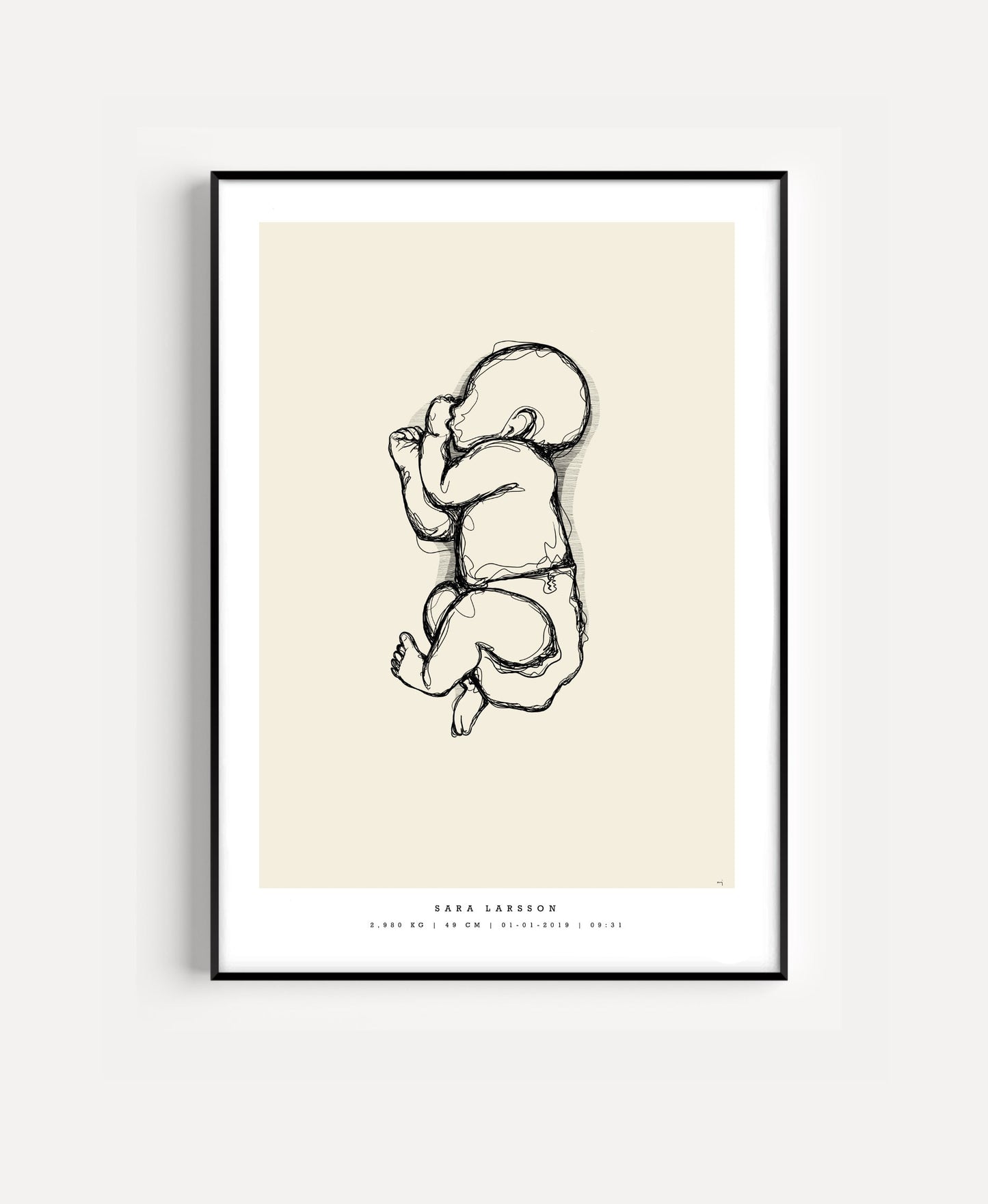 Generisk födelsetavla liten 30x40 cm