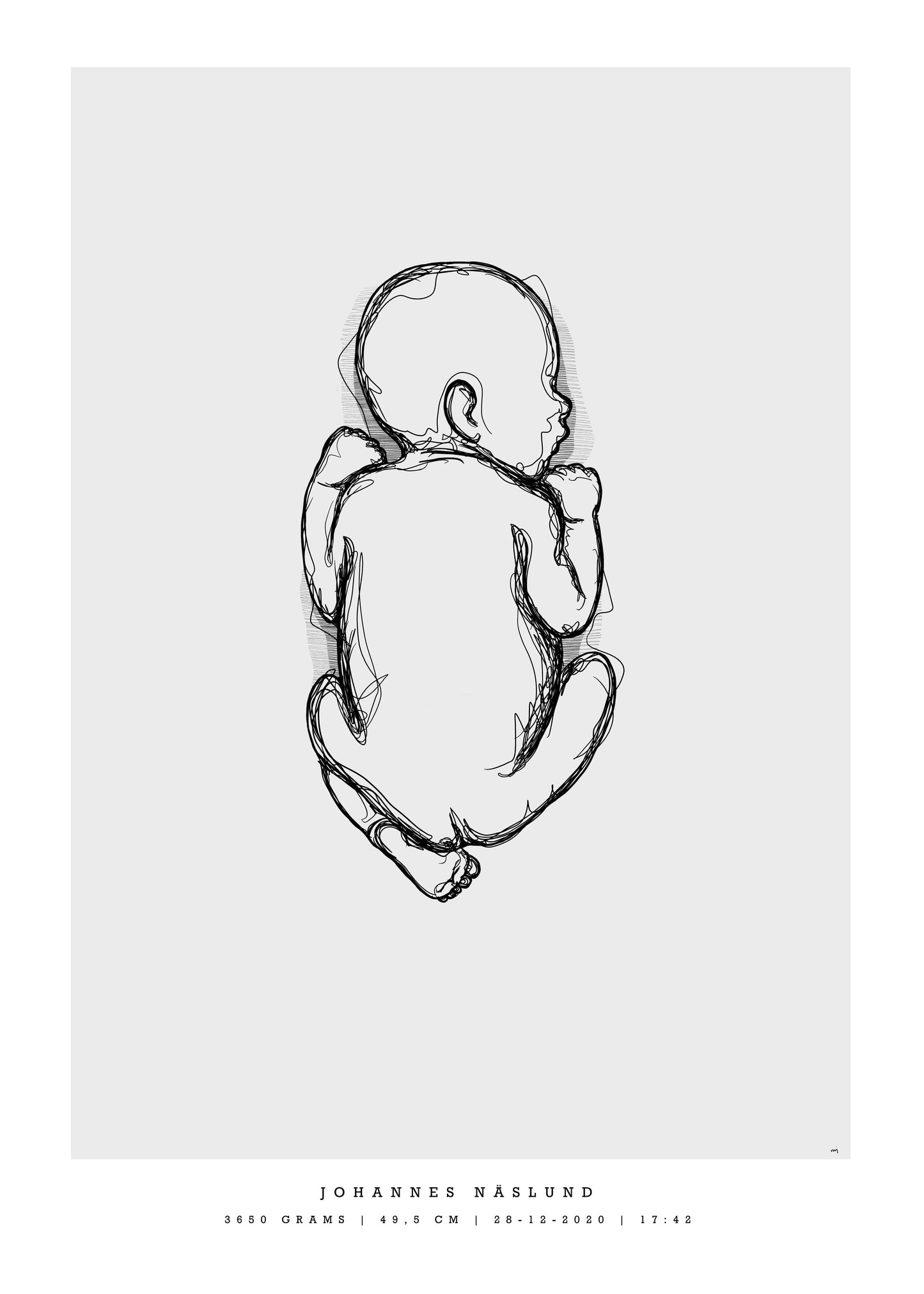 Generisk födelsetavla liten 30x40 cm