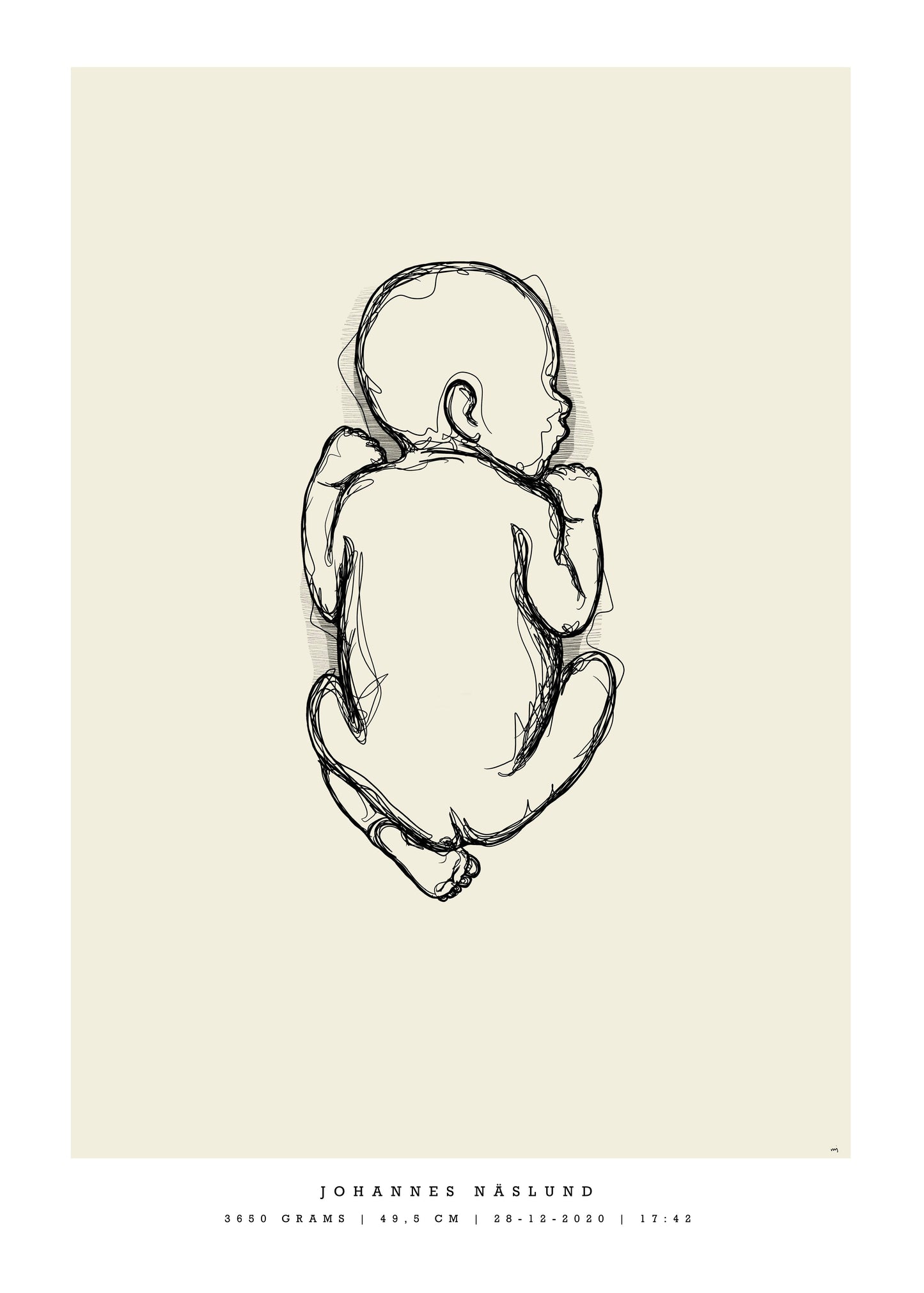Generisk födelsetavla liten 30x40 cm