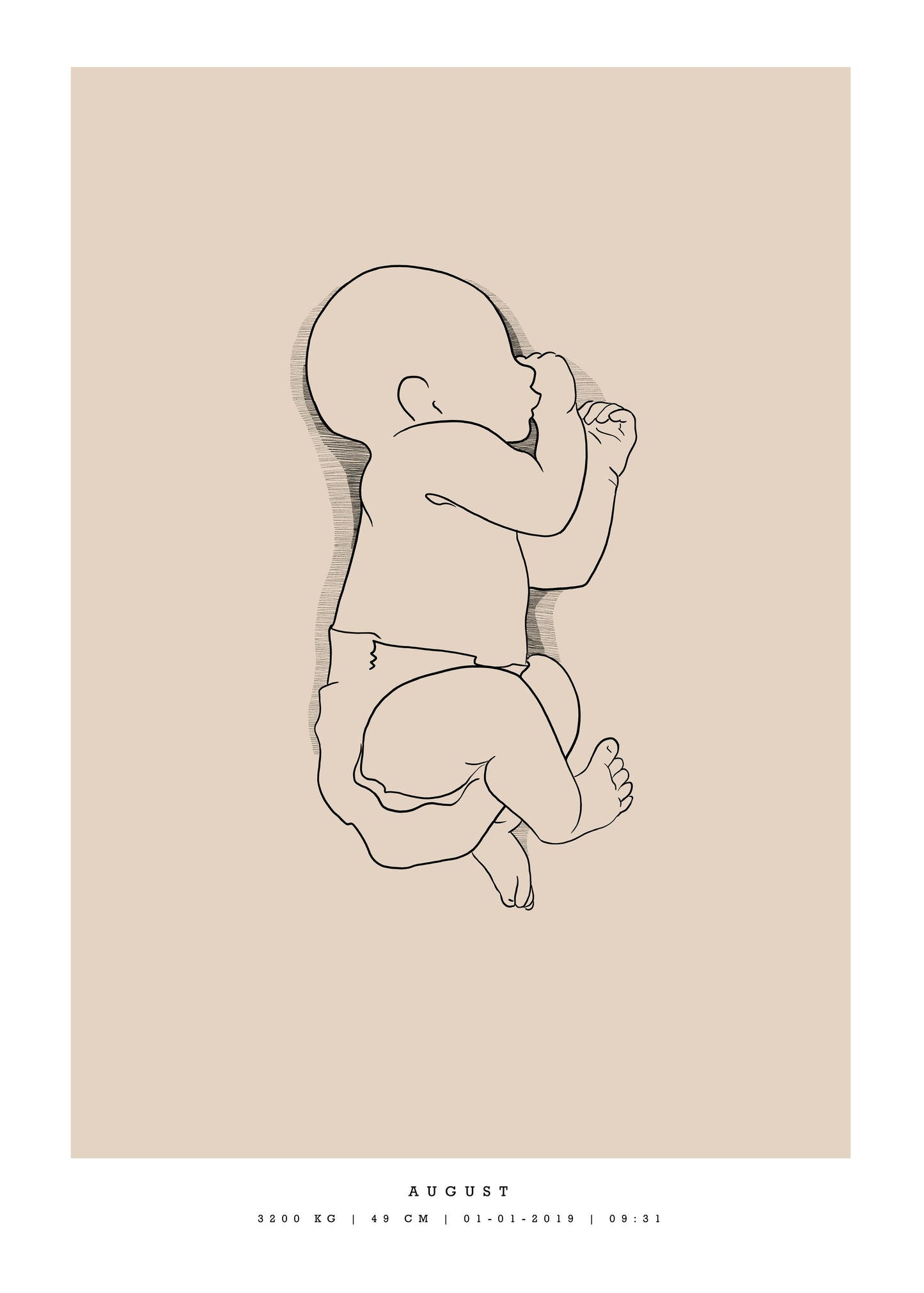 Generisk födelsetavla liten 30x40 cm