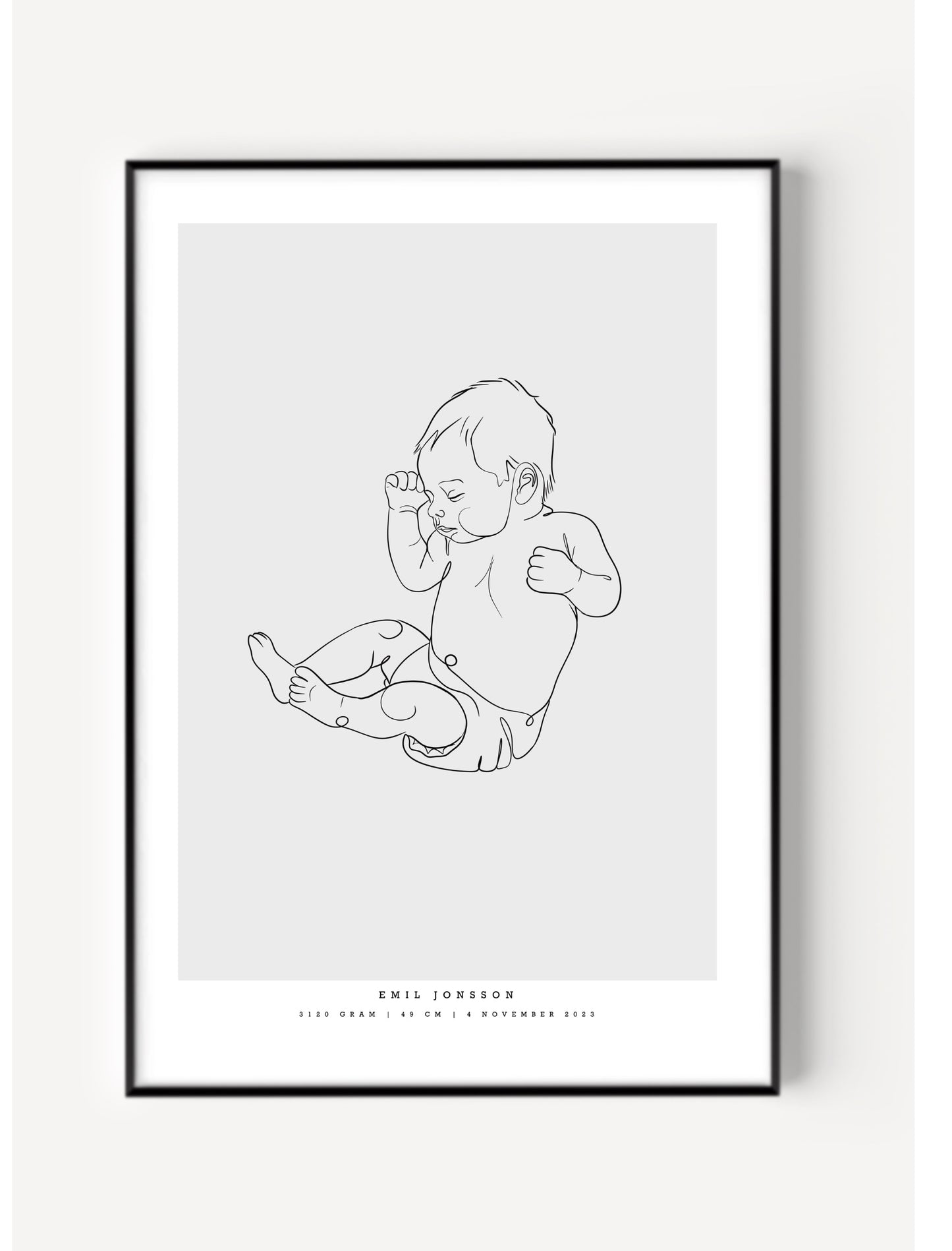 Födelseplansch med Line Art, skala 1:1