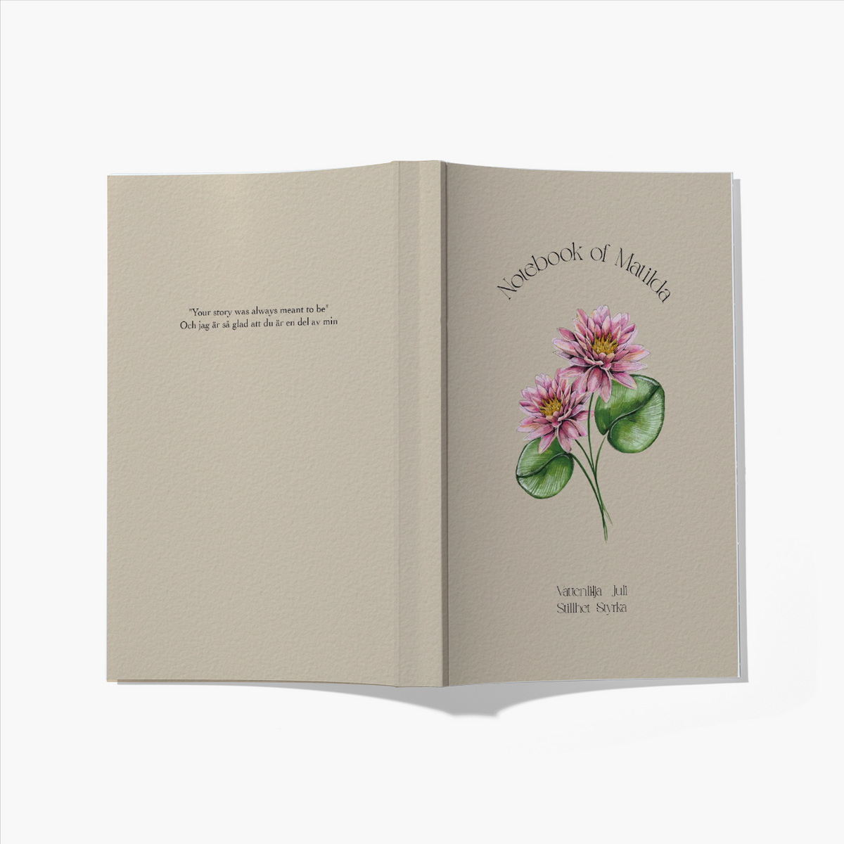 Personlig anteckningsbok med födelseblomma