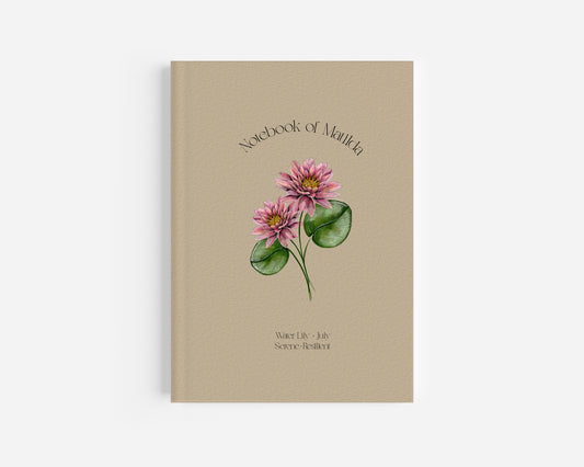 Personlig anteckningsbok med födelseblomma