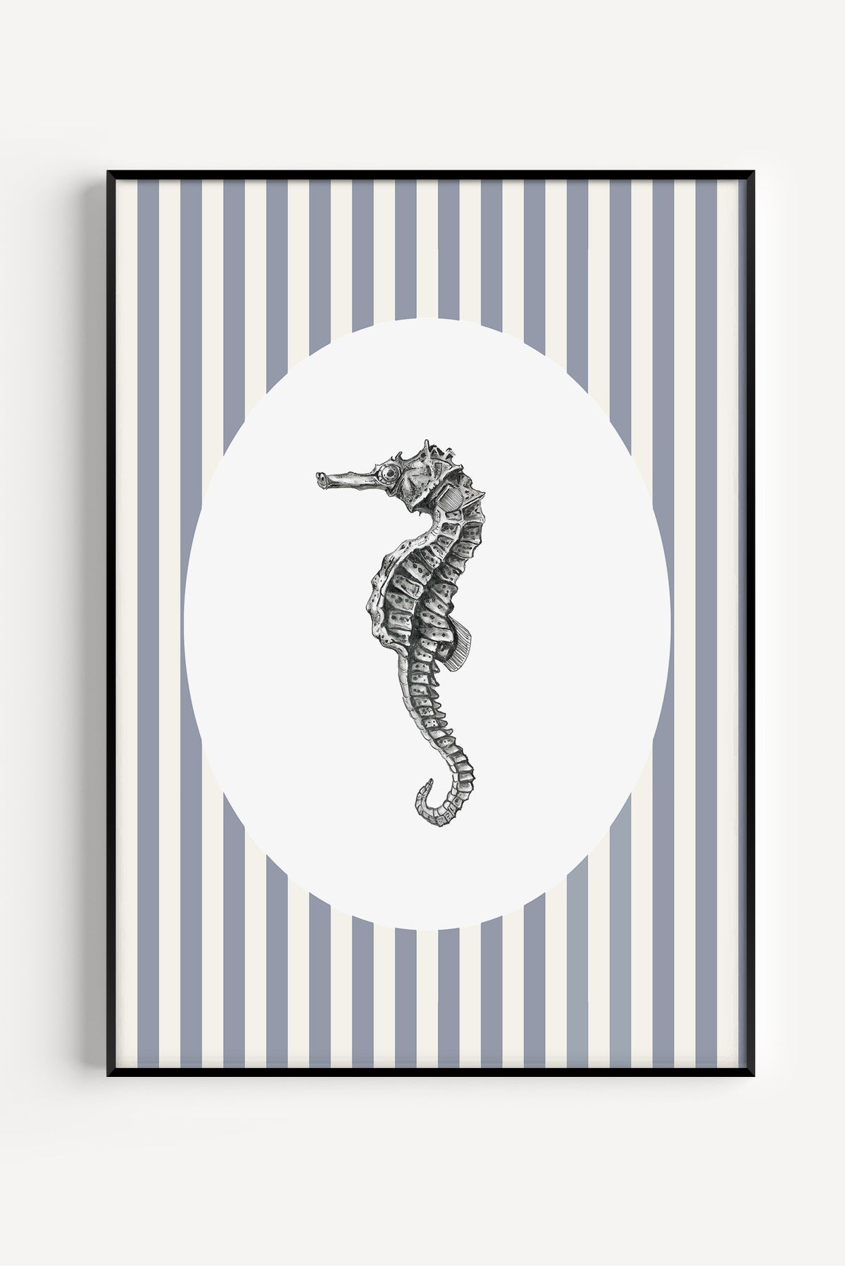 Delicate seahorse illustration poster with soft colors – perfect wall art for nursery, kids’ room, or ocean-themed decor